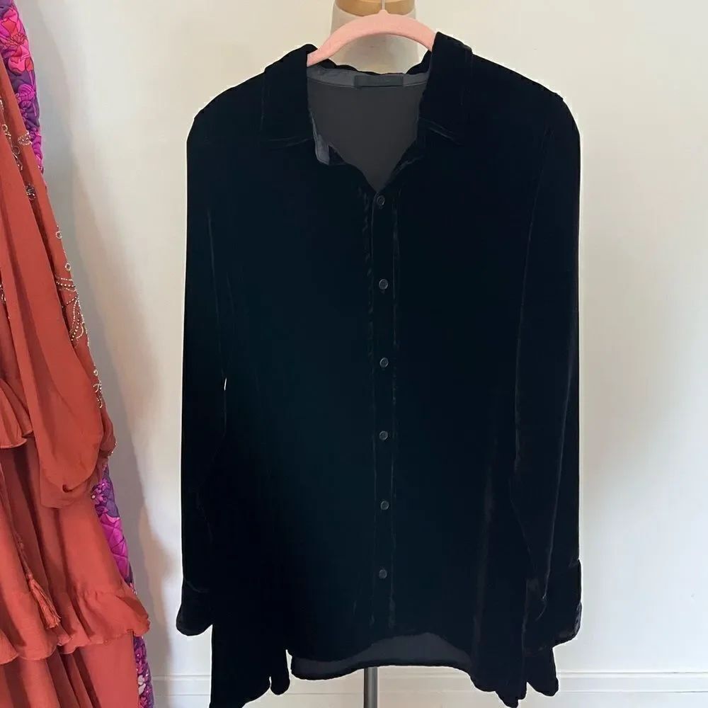 CP Shades Romy Velvet Rayon Silk Button Down XS - Picture 12 of 12